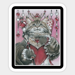 The Queen of Hearts Cat - White Outlined Version Sticker